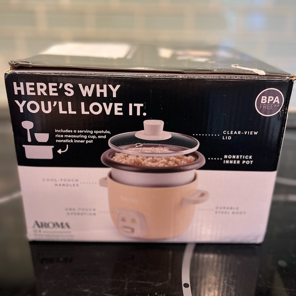 Aroma 4-Cup Rice & Grain Cooker with Glass Lid - Beige kitchen tool - Picture 6 of 6